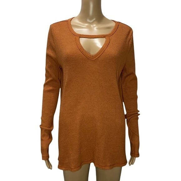 NWT Anthro t.la Gold Orange Keyhole Front Long Sleeve Thermal Size Small - Picture 1 of 8